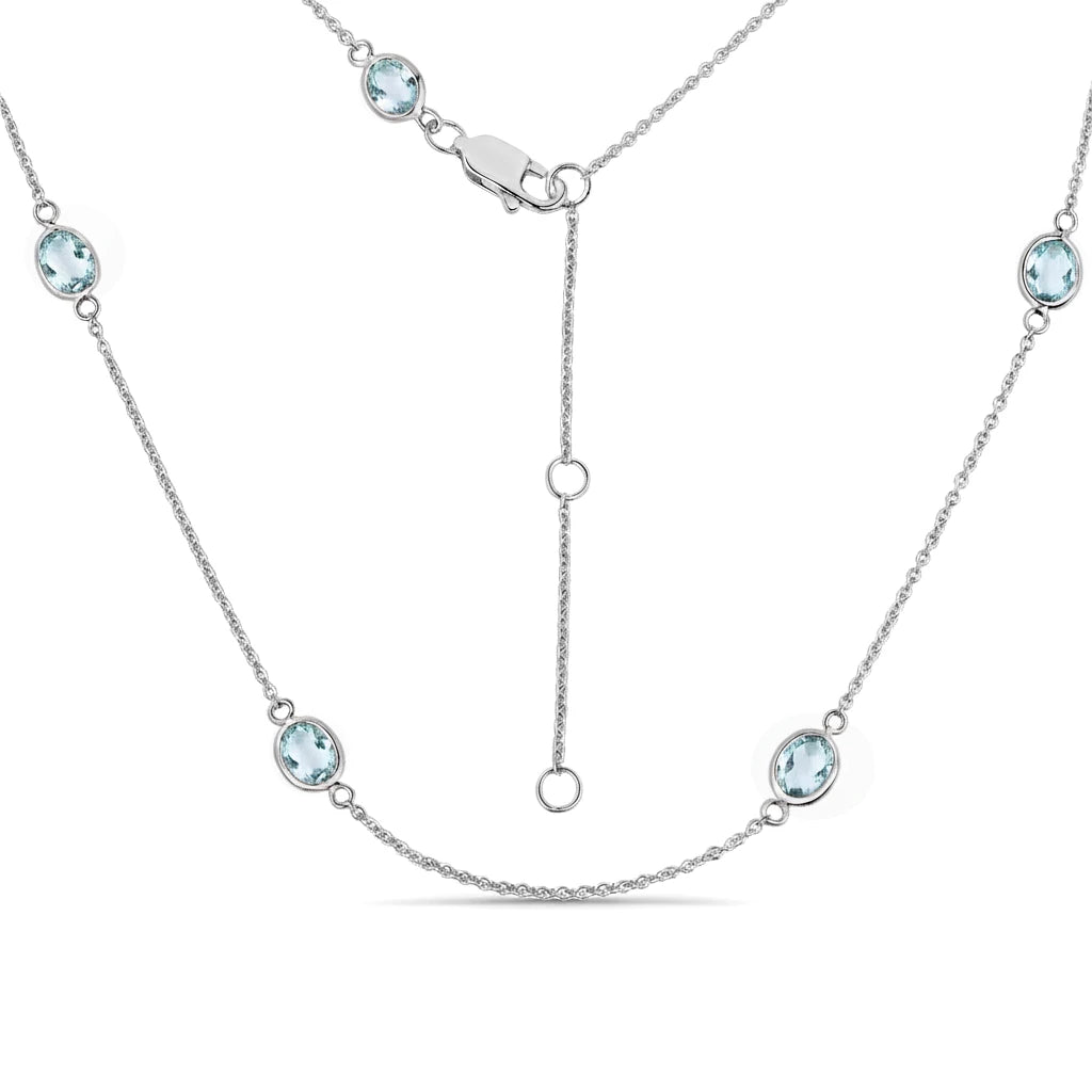 Minimal Oval Cut Bezel Set Station Necklace