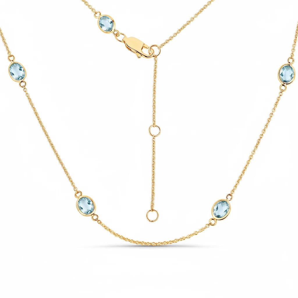 Minimal Oval Cut Bezel Set Station Necklace