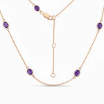 Minimal Oval Cut Bezel Set Station Necklace