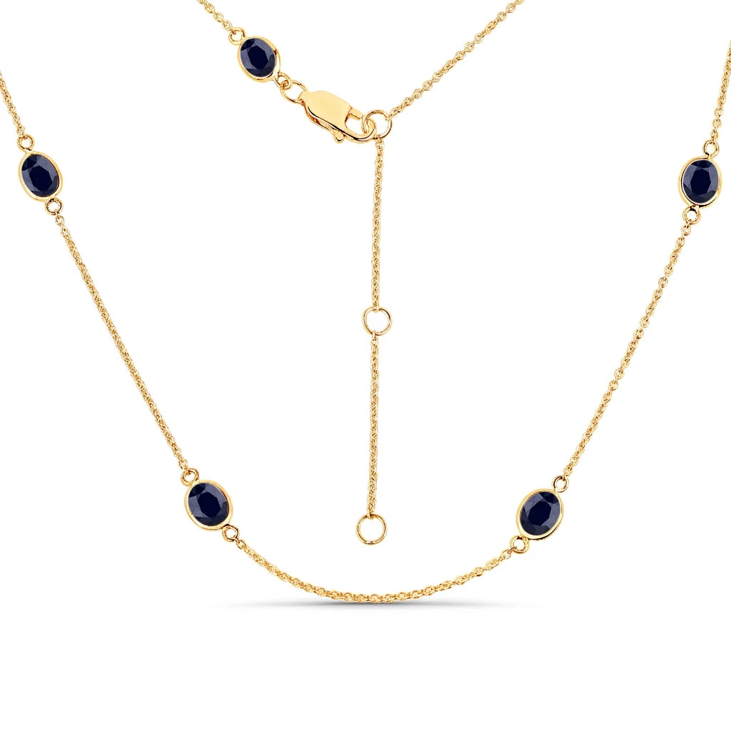 Minimal Oval Cut Bezel Set Station Necklace