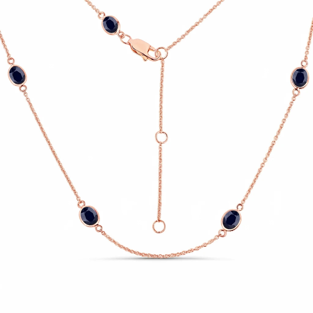 Minimal Oval Cut Bezel Set Station Necklace