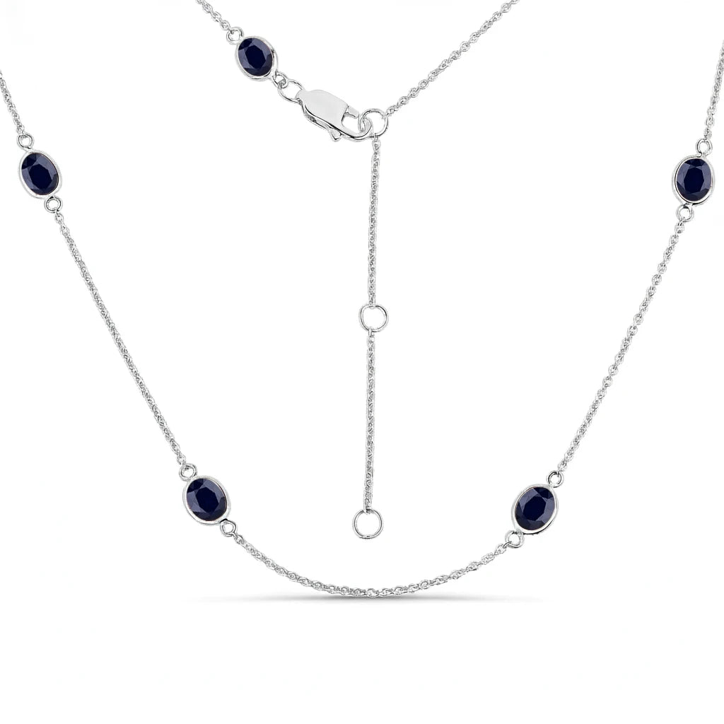Minimal Oval Cut Bezel Set Station Necklace