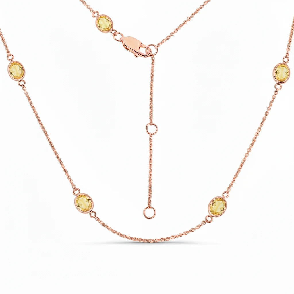 Minimal Oval Cut Bezel Set Station Necklace