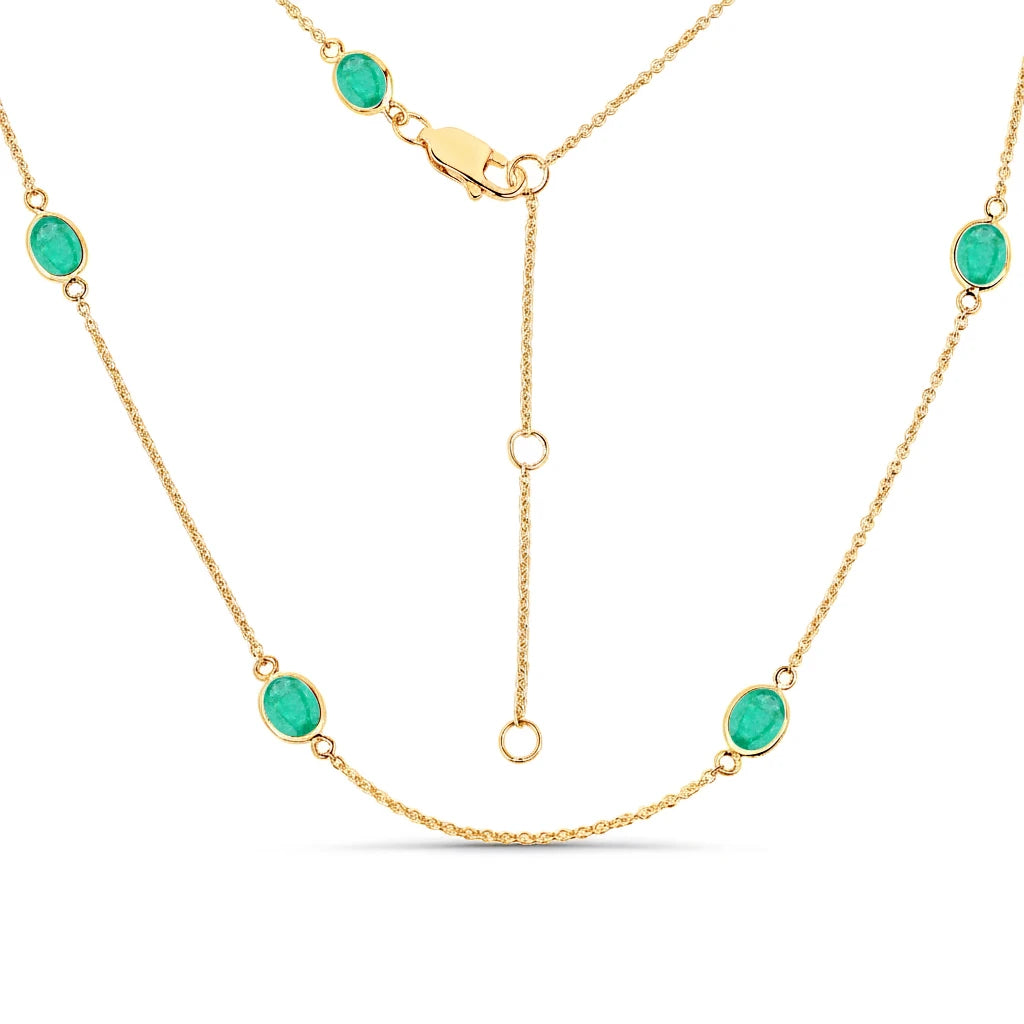 Minimal Oval Cut Bezel Set Station Necklace