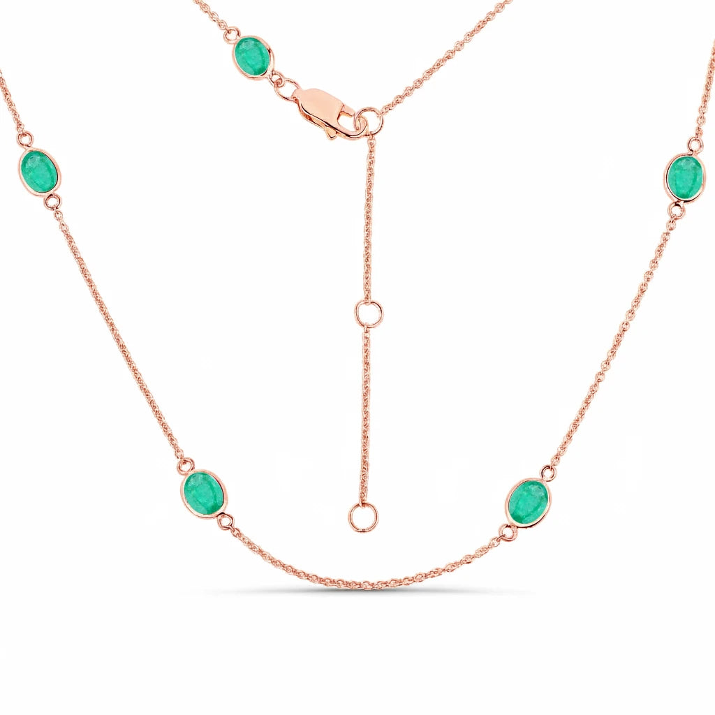 Minimal Oval Cut Bezel Set Station Necklace