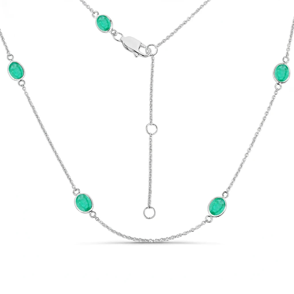 Minimal Oval Cut Bezel Set Station Necklace