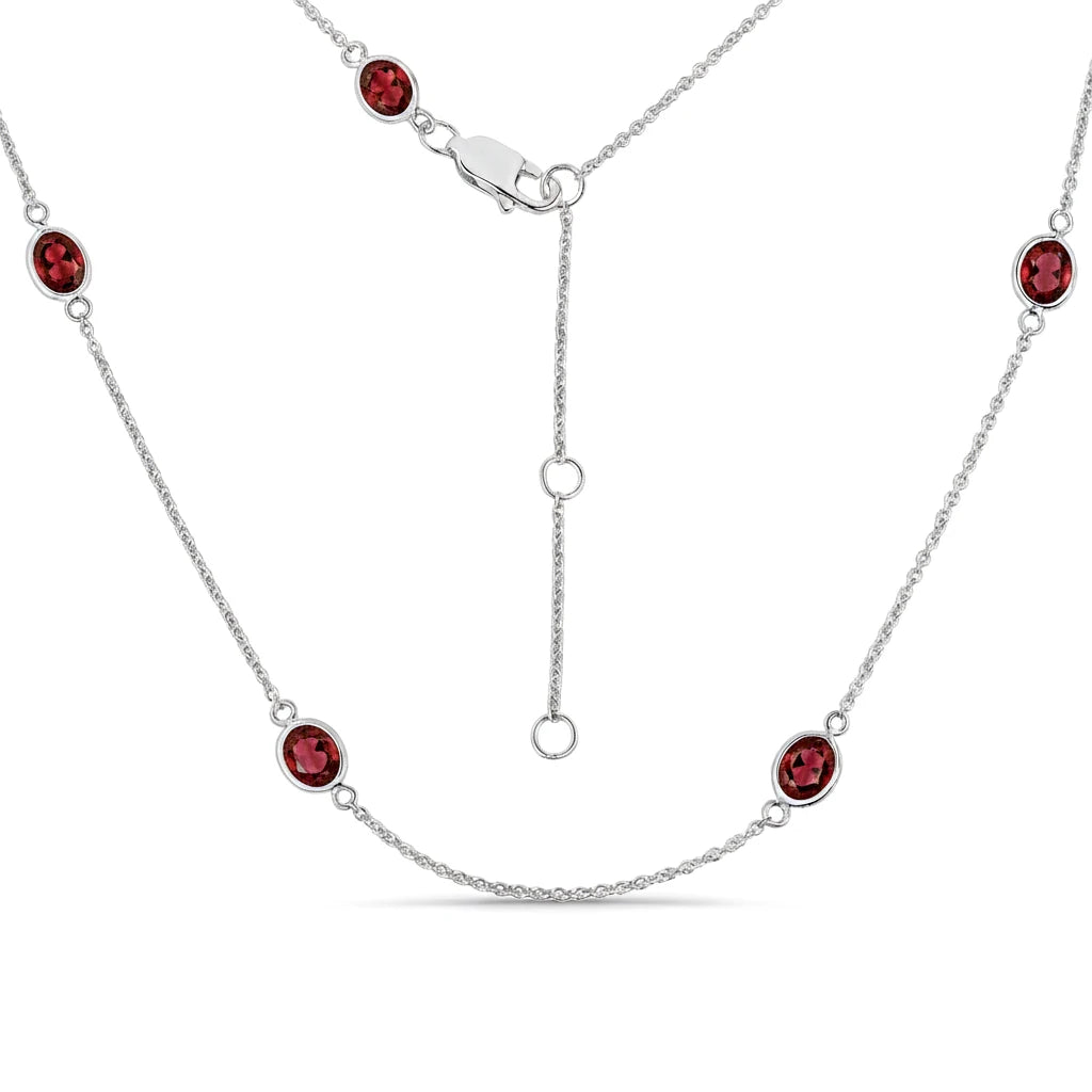 Minimal Oval Cut Bezel Set Station Necklace