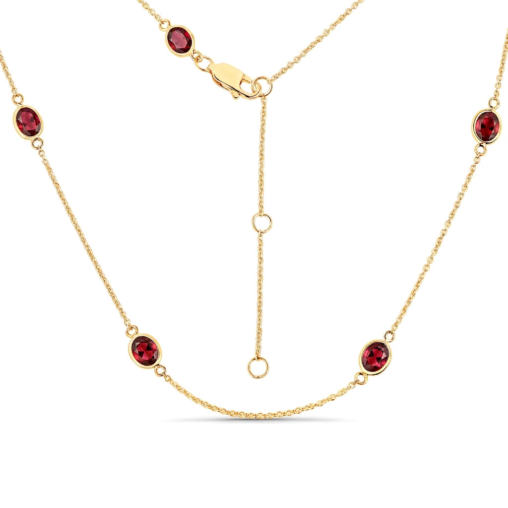 Minimal Oval Cut Bezel Set Station Necklace
