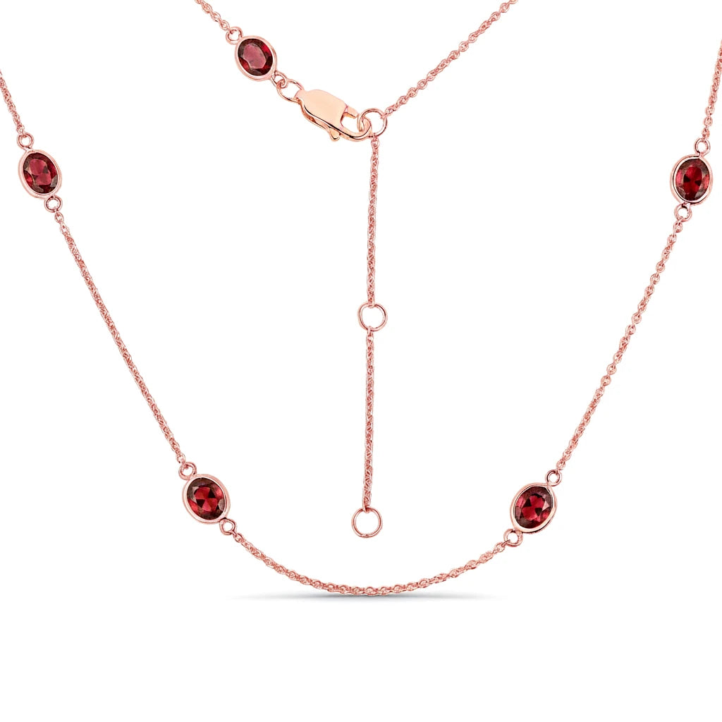 Minimal Oval Cut Bezel Set Station Necklace