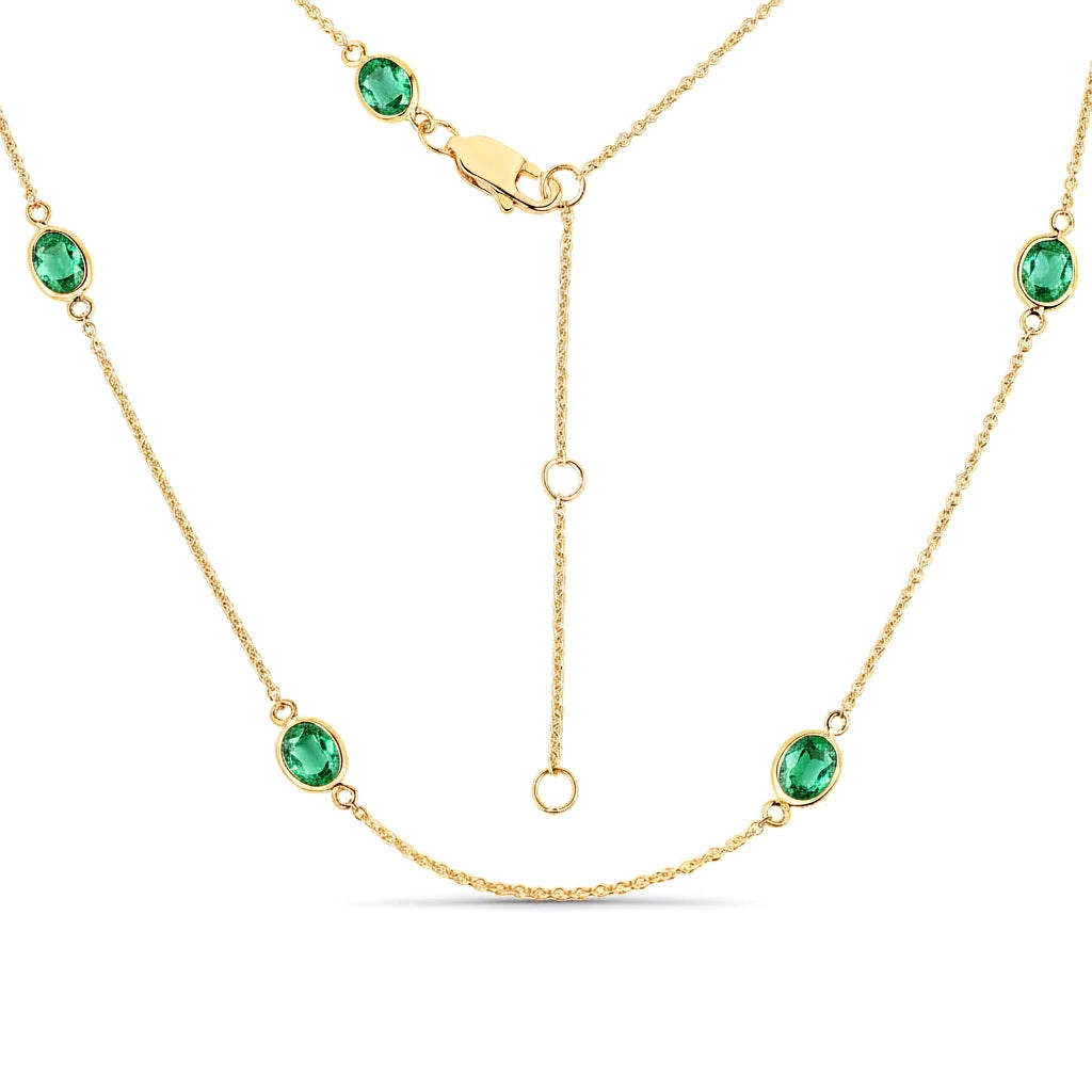 Minimal Oval Cut Bezel Set Station Necklace