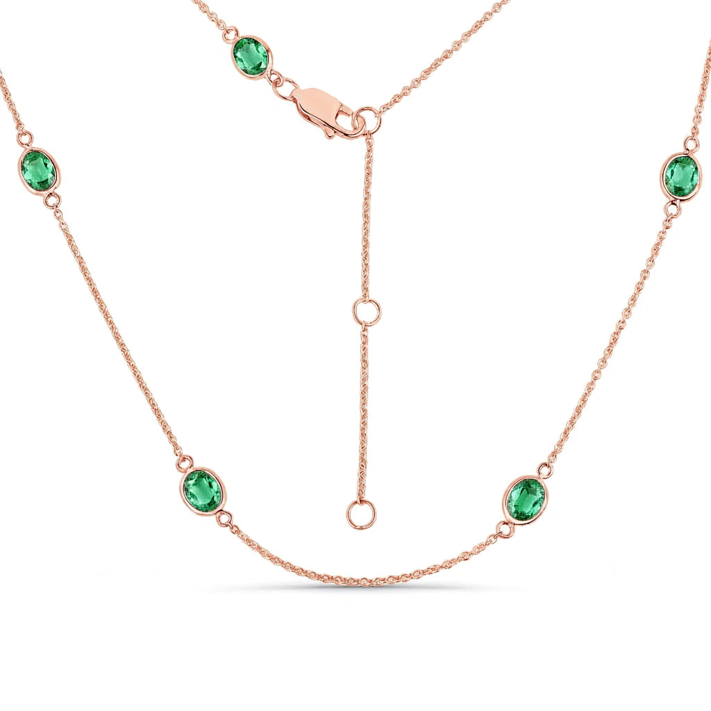 Minimal Oval Cut Bezel Set Station Necklace