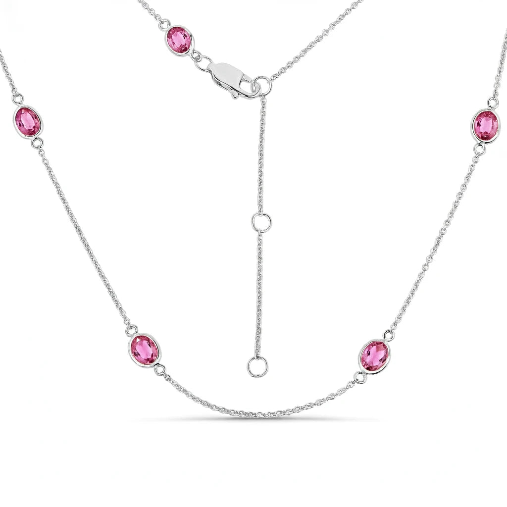 Minimal Oval Cut Bezel Set Station Necklace
