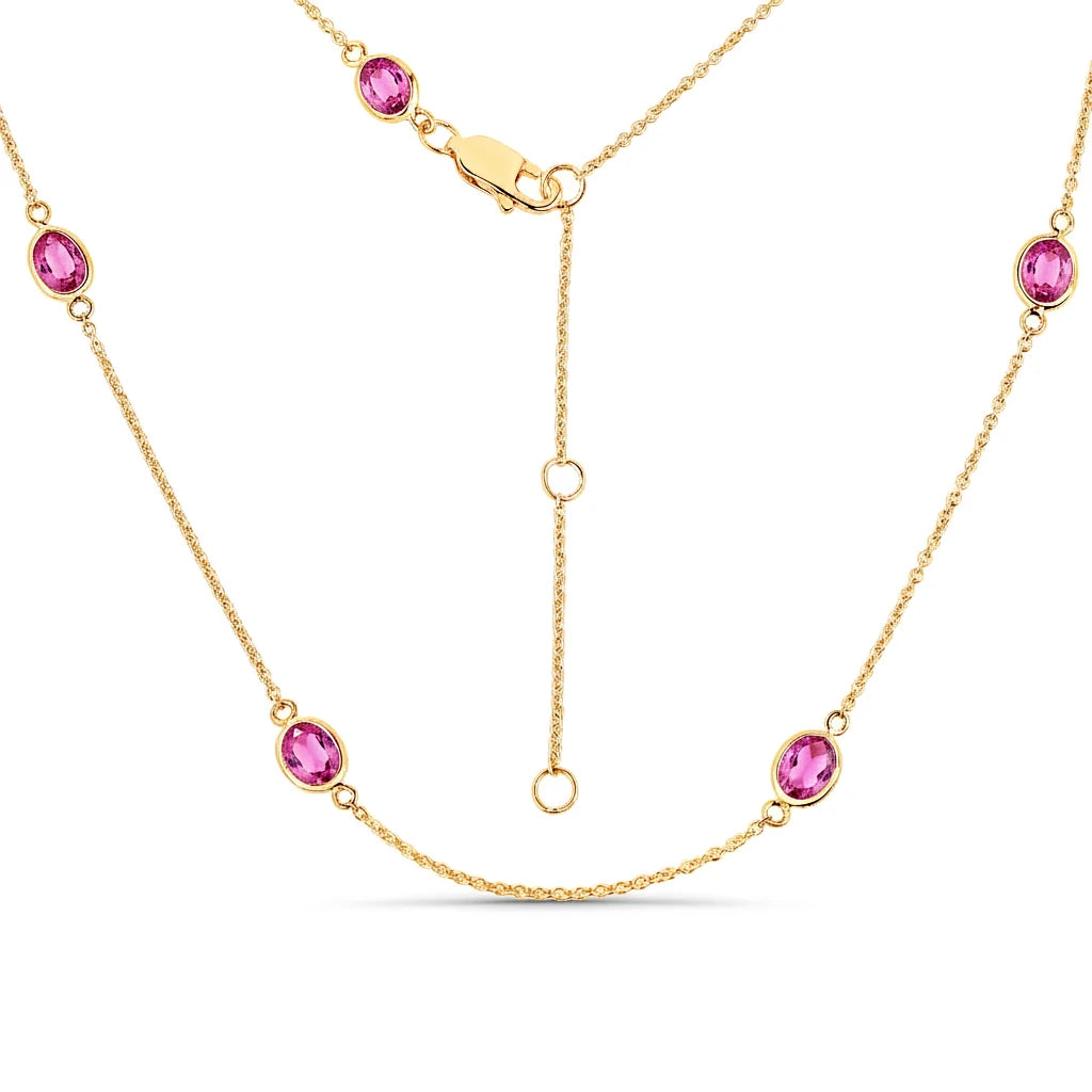 Minimal Oval Cut Bezel Set Station Necklace