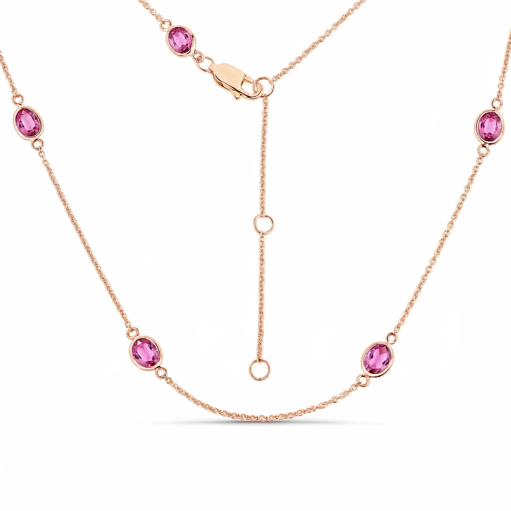 Minimal Oval Cut Bezel Set Station Necklace