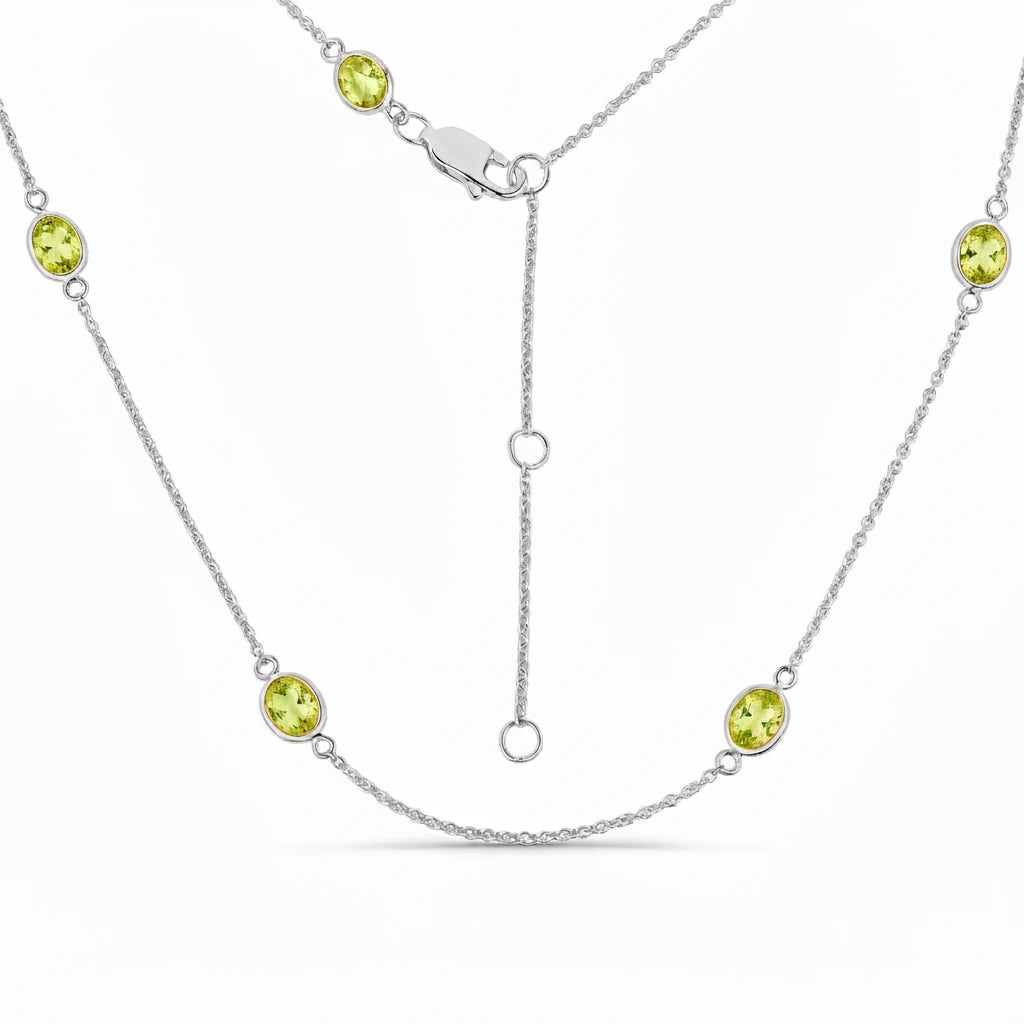 Minimal Oval Cut Bezel Set Station Necklace