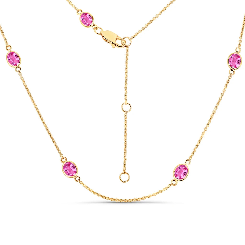 Minimal Oval Cut Bezel Set Station Necklace