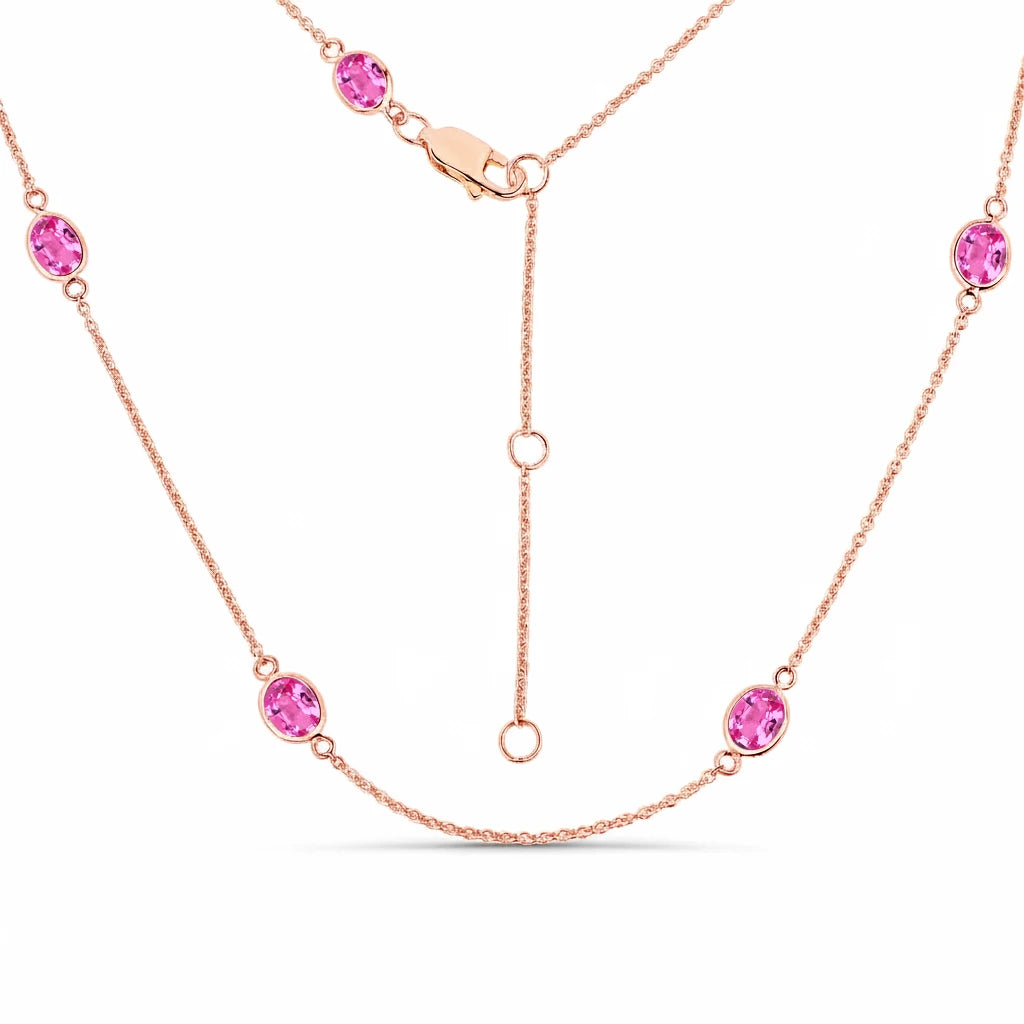 Minimal Oval Cut Bezel Set Station Necklace
