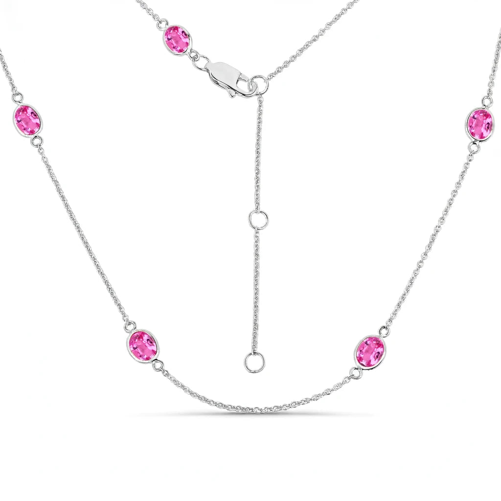 Minimal Oval Cut Bezel Set Station Necklace