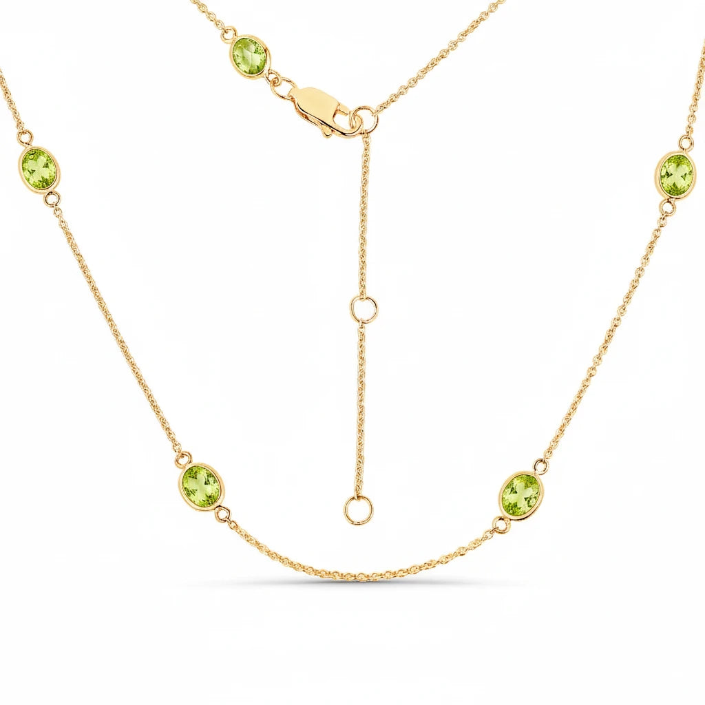 Minimal Oval Cut Bezel Set Station Necklace