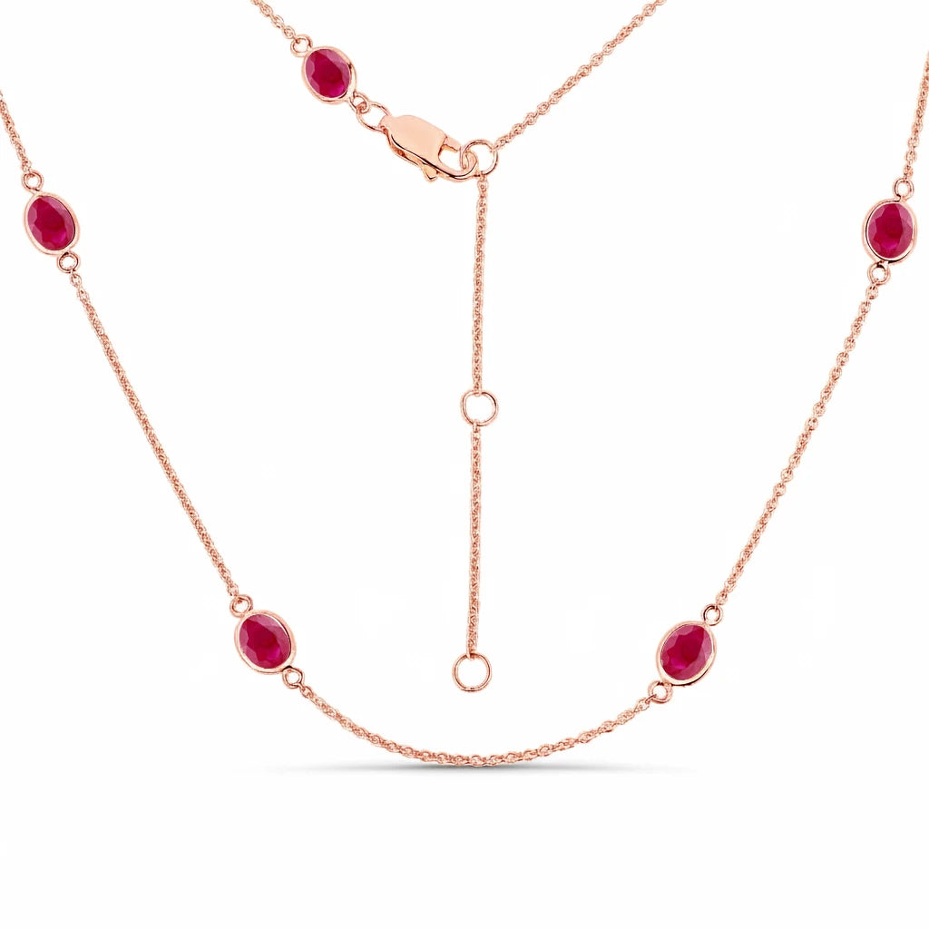 Minimal Oval Cut Bezel Set Station Necklace