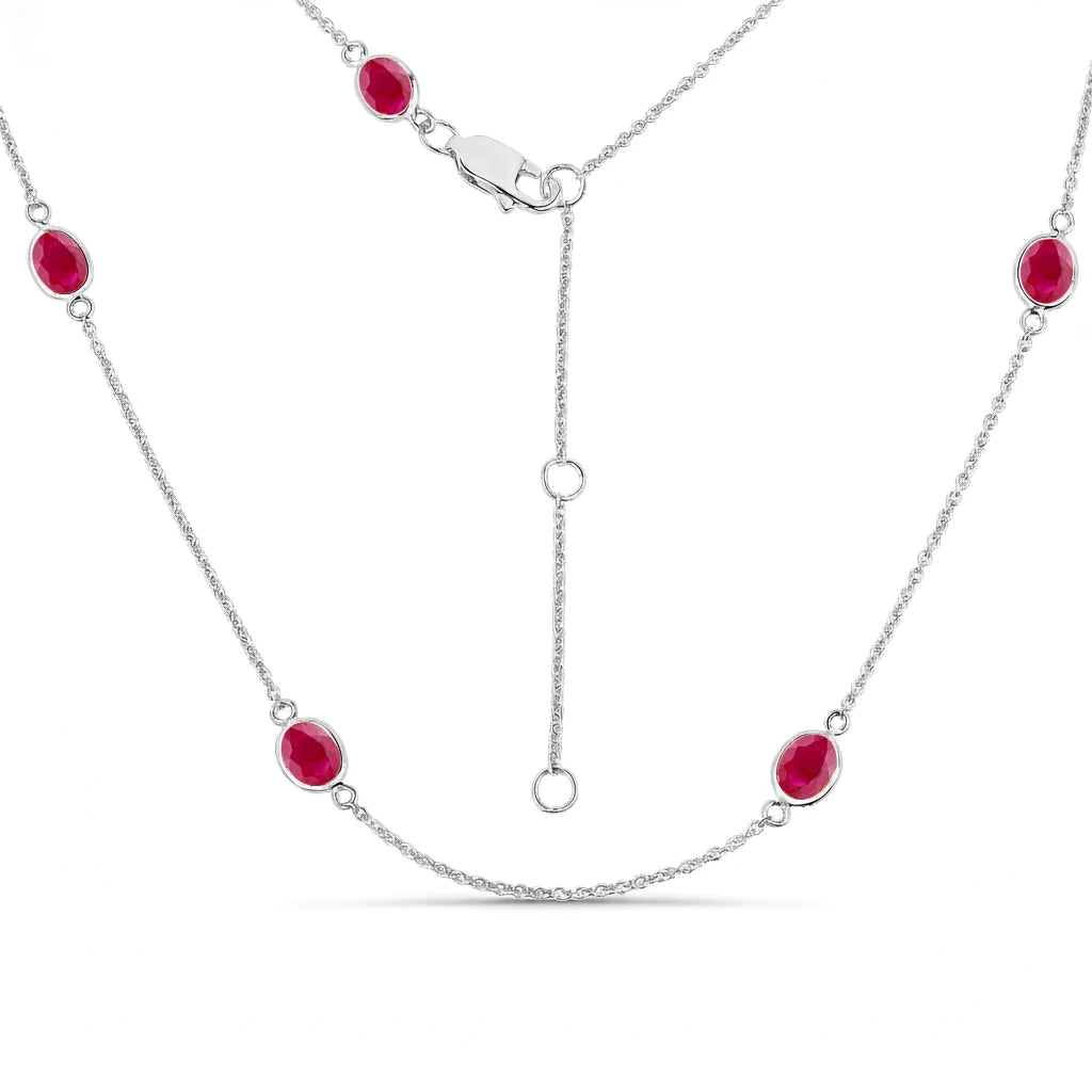 Minimal Oval Cut Bezel Set Station Necklace