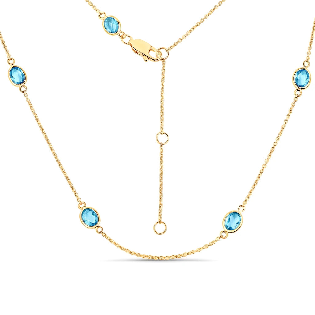 Minimal Oval Cut Bezel Set Station Necklace