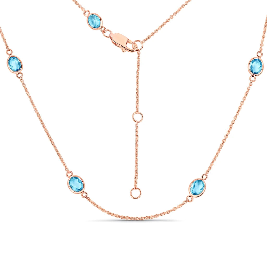 Minimal Oval Cut Bezel Set Station Necklace