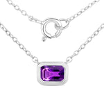 Emerald Cut Bezel Set Solitaire Necklace