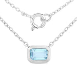 Emerald Cut Bezel Set Solitaire Necklace