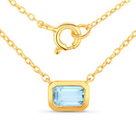 Emerald Cut Bezel Set Solitaire Necklace