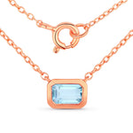 Emerald Cut Bezel Set Solitaire Necklace