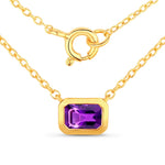 Emerald Cut Bezel Set Solitaire Necklace