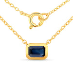 Emerald Cut Bezel Set Solitaire Necklace