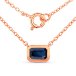 Emerald Cut Bezel Set Solitaire Necklace