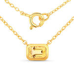 Emerald Cut Bezel Set Solitaire Necklace