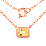 Emerald Cut Bezel Set Solitaire Necklace