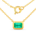 Emerald Cut Bezel Set Solitaire Necklace