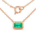 Emerald Cut Bezel Set Solitaire Necklace