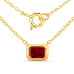 Emerald Cut Bezel Set Solitaire Necklace
