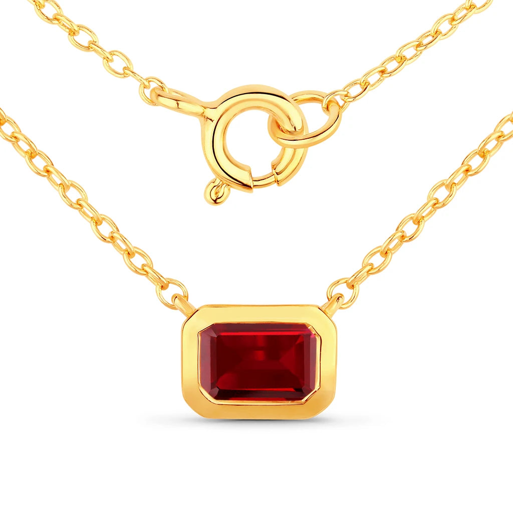 Emerald Cut Bezel Set Solitaire Necklace