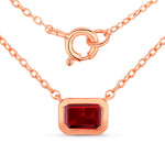 Emerald Cut Bezel Set Solitaire Necklace