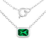Emerald Cut Bezel Set Solitaire Necklace