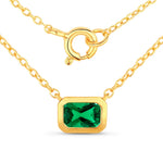 Emerald Cut Bezel Set Solitaire Necklace