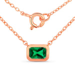 Emerald Cut Bezel Set Solitaire Necklace