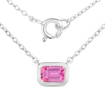 Emerald Cut Bezel Set Solitaire Necklace