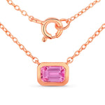 Emerald Cut Bezel Set Solitaire Necklace