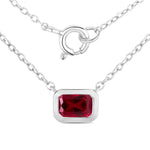 Emerald Cut Bezel Set Solitaire Necklace