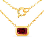 Emerald Cut Bezel Set Solitaire Necklace