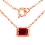 Emerald Cut Bezel Set Solitaire Necklace