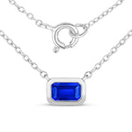 Emerald Cut Bezel Set Solitaire Necklace